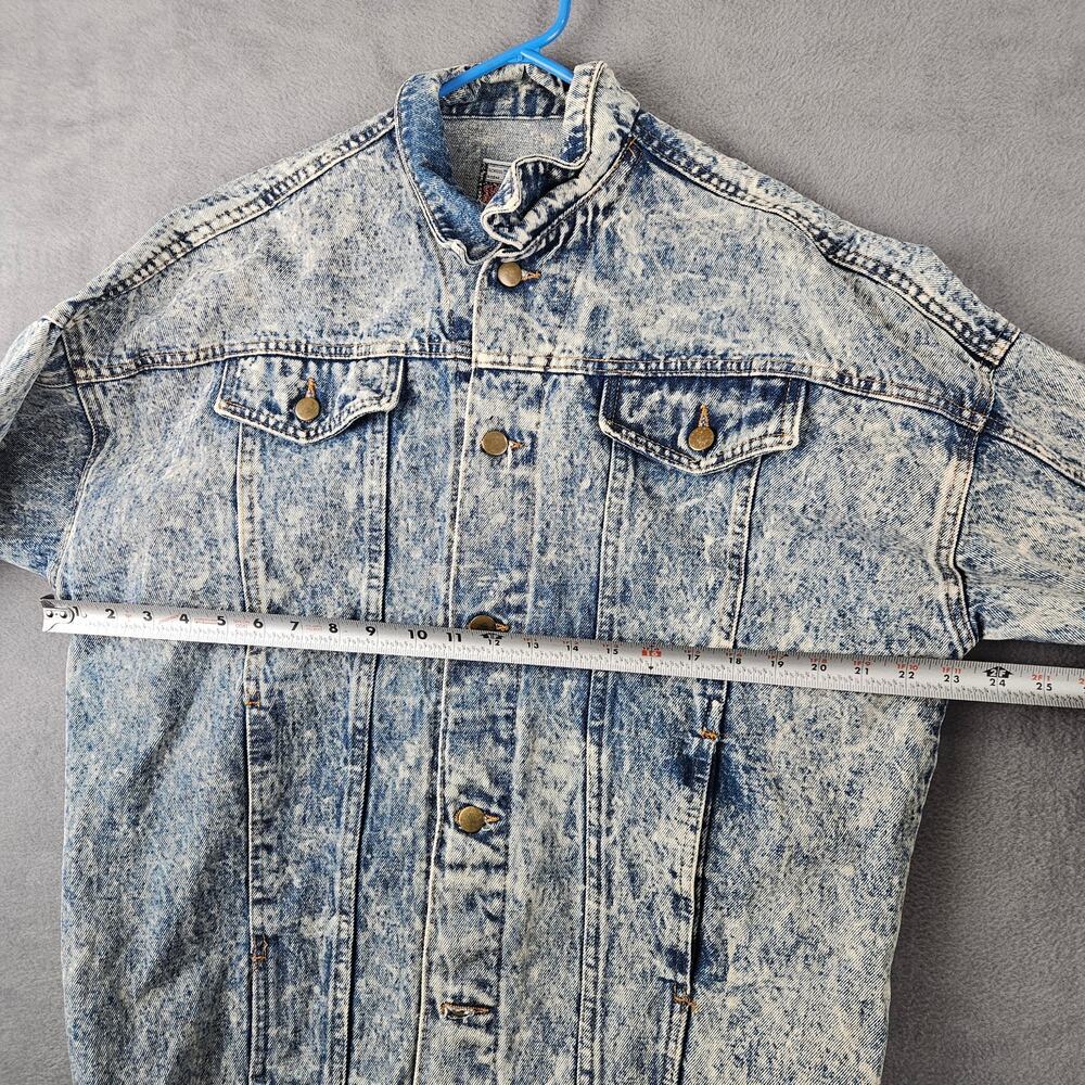 Vintage 80s Acid Wash Denim Blue Jacket Grunge Retro The Clothing Academy Sz S - Picture 5 of 8